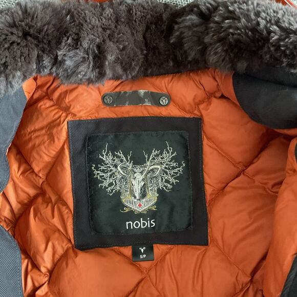 Women's Nobis Lady Taylor Navy/Brown Fur-Collar Coat - Picture 15 of 16